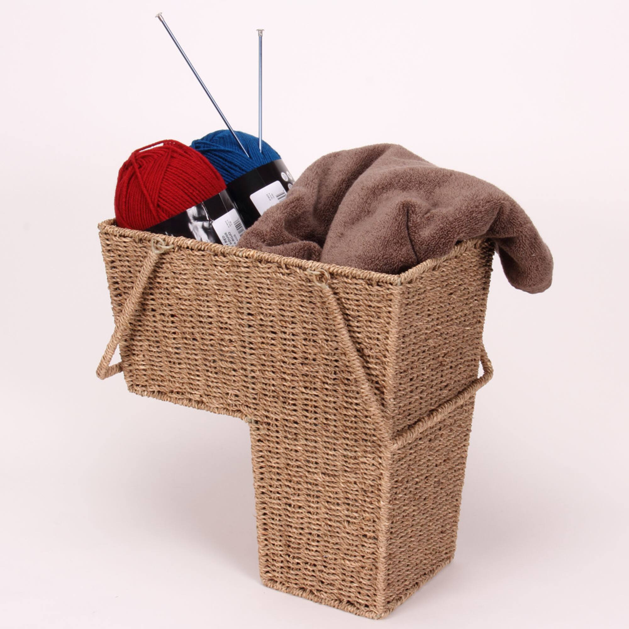 Household Essentials Seagrass & Corn Husk Wicker Stair Basket